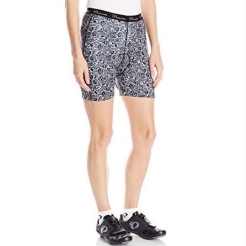 NWT Car air Black Floral Printed Gel Padded Cycling Athletic Briefs Shorts